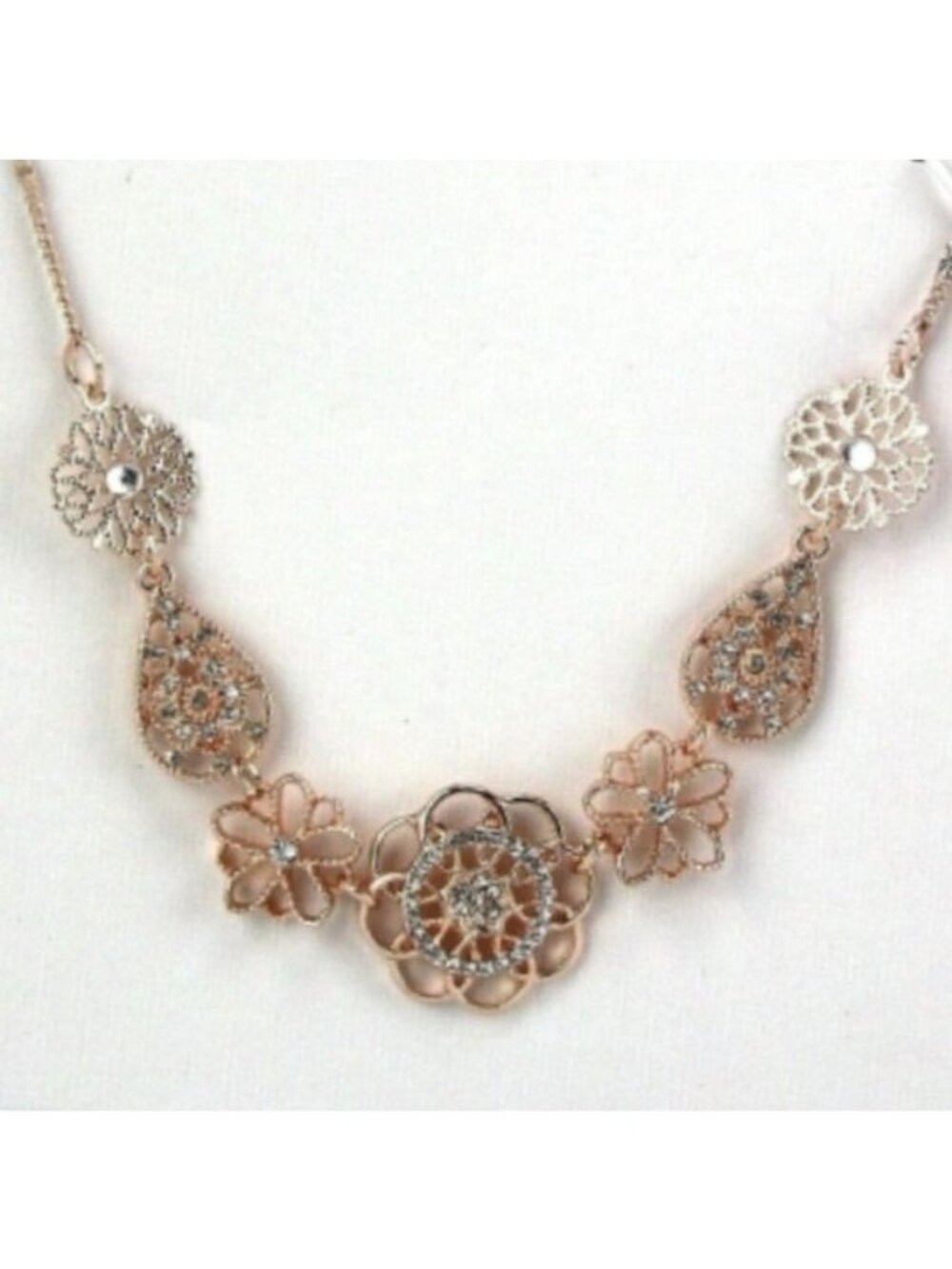 LC Lauren Conrad Necklace Short Copper & Silver-Tone Floral with Crystals
